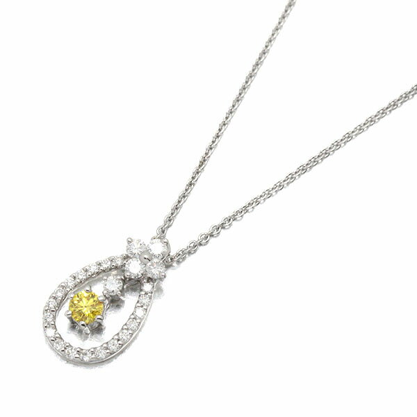 ミキモト MIKIMOTO ファンシービビッドイエロー ダイヤモンド K18WG ペンダント ネックレス 44cm YD0.157ct D0.30ct ホワイトゴールド750 宝石 ジュエリー 女性 レディース ドロップ 上品 アクセサリー 華奢 バースデー 誕生日 ギフト 誕生石 4月 20代 30代 40代 50代