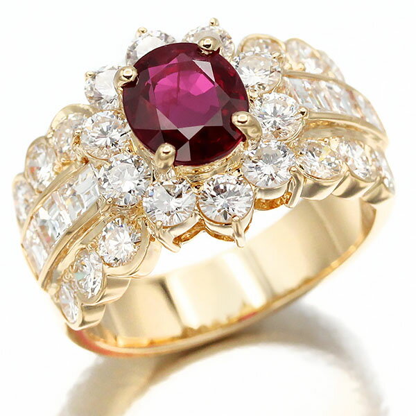 乐天商城 - K18YG ルビー ダイヤモンド リング 13号 R1.65ct D3.02ct イエローゴールド750 金 18金 9.0g 指輪 宝石 ジュエリー アクセサリー レディース 女性 上品 高級 ファッション おしゃれ 誕生石 7月 誕生日 バースデー 記念日 プレゼント