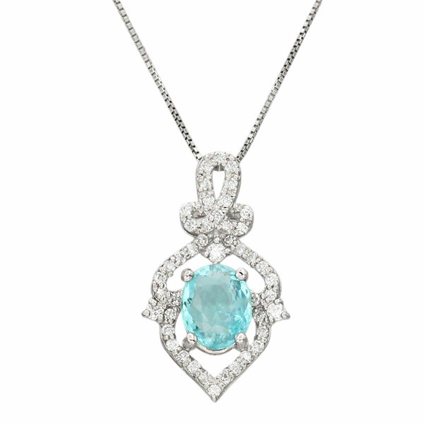 乐天商城 - プラチナ パライバトルマリン ダイヤモンド スライドチェーン ネックレス 45cm PT0.79ct D0.24ct 3.06g レディース 中古 PT900/850 ジュエリー アクセサリー ギフト 記念日 バースデー 誕生日 プレゼント 鑑別書付