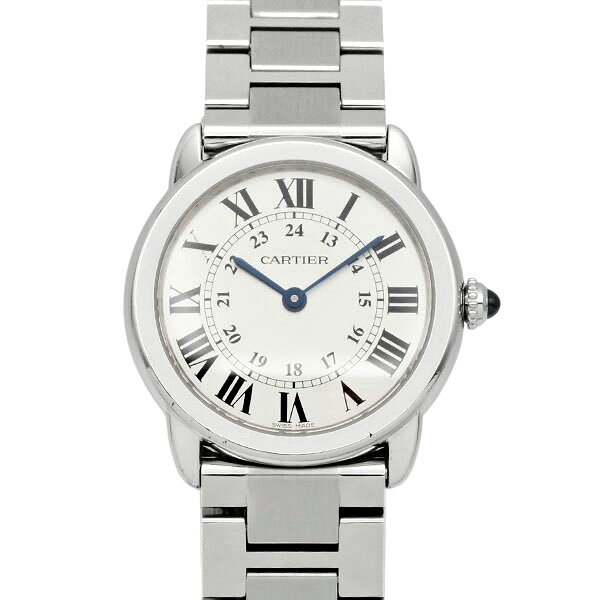 カルティエ Cartier ロンド ソロ ドゥ カルティエ SM W6701004 シルバー文字盤 SS レディース腕時計 クォーツ 29.5mm 中古 Ronde Solo de Cartier ステンレススティール ラウンドケース ローマンインデックス ファッション プレゼント