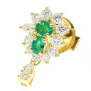 K18YG エメラルド ダイヤモンド タイピン ブローチ E0.38ct D0.70ct イエローゴールド750 1.5g 宝石 ジュエリー アクセサリー 男性 メンズ ユニセックス 誕生石 5月 4月 誕生日 バースデー プレゼント 記念日 スーツ ギフト