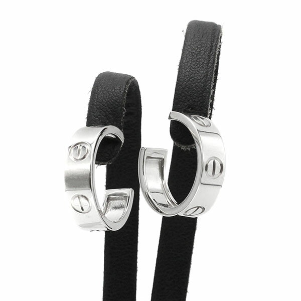 カルティエ Cartier ラブピアス K18WG LOVE ホワイトゴールド750 フープ 両耳 ジュエリー 女性 レディース 上品 アクセサリー ギフト 誕生日 プレゼント 20代 30代 40代 50代 バースデー 贈り物 定番 ブランド 人気