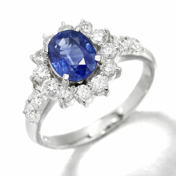 乐天商城 - プラチナ サファイア ダイヤモンド リング 14.5号 S1.75ct D0.349ct Pt900 指輪 ジュエリー 宝石 レディース 女性 アクセサリー 華やか 上品 ギフト 誕生日 プレゼント 誕生石 9月 20代 30代 40代 50代