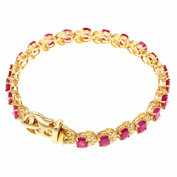 Other - K18YG ルビー ダイヤモンド ブレスレット 17cm R8.44ct D1.00ct イエローゴールド750 18.7g 宝石 ジュエリー アクセサリー 女性 レディース おしゃれ ファッション 華やか 誕生石 7月 4月 誕生日 バースデー 記念日 プレゼント
