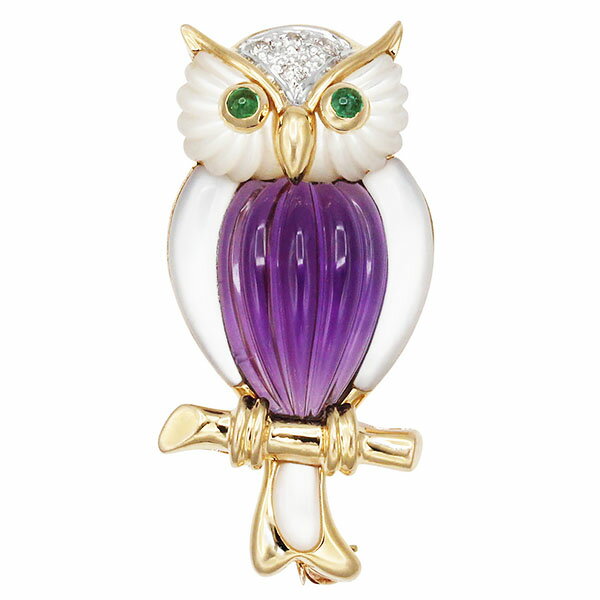 K18 フクロウ　ブローチ　翡翠4.21ct R0.26ct、D0.1ct 楽天市場】フクロウ ブローチ k18の通販