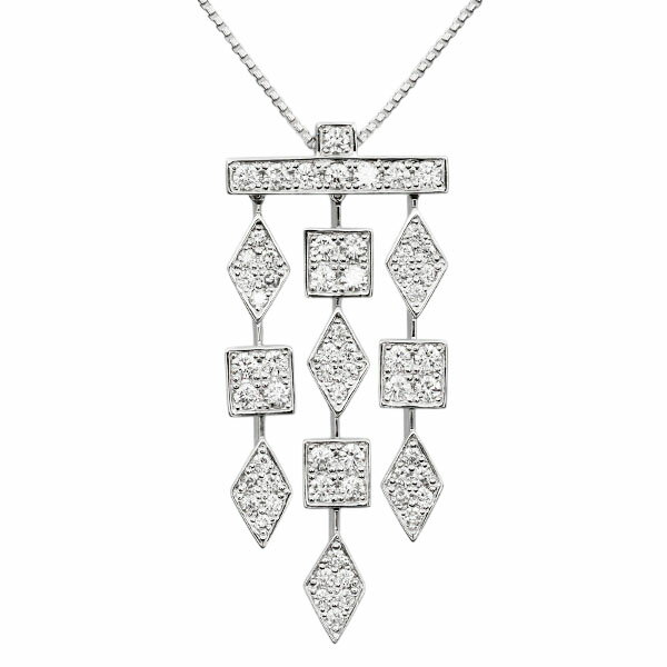 乐天商城 - K18WG ダイヤモンド スライドチェーン ネックレス D1.50ct 51.5cm 13.6g レディース 中古 18金 ゴールド 750 アクセサリー ジュエリー ロング 長さ調整可 デザイン フォーマル パーティー ギフト プレゼント 記念日 贈り物 上品