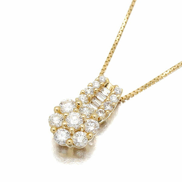 乐天商城 - K18YG フラワーモチーフ ダイヤモンド ネックレス 45cm D1.00ct イエローゴールド750 宝石 ジュエリー スライドチェーン 女性 レディース 花デザイン アクセサリー 誕生石 4月 誕生日 バースデー プレゼント