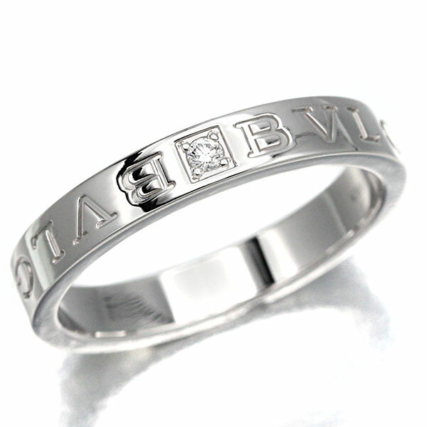 新品仕上げ済み ブルガリ BVLGARI ブルガリ・ブルガリ ダブルロゴ 1Pダイヤモンド リング 25号 K18WG ..