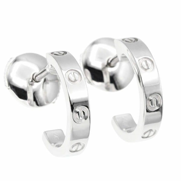 カルティエ Cartier ミニラブ ピアス K18WG ホワイトゴールド750 18金 3.6g LOVE スモールモデル レディース ユニセックス スタッド 両耳 中古 正規品 アクセサリー 定番 人気 ギフト プレゼント 記念日 誕生日