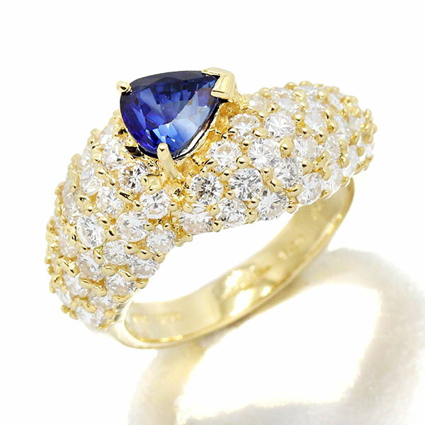 乐天商城 - K18YG サファイア ダイヤモンド リング 12号 S1.29ct D2.29ct イエローゴールド750 指輪 ジュエリー 宝石 レディース 女性 アクセサリー 華やか ゴージャス 上品 デザイン お呼ばれ 誕生日 ギフト 贈り物 プレゼント