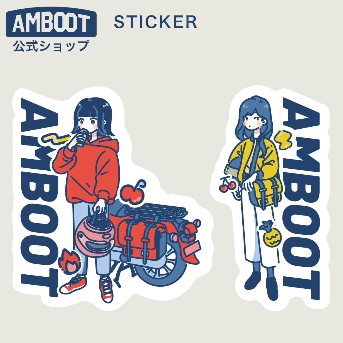 AMBOOT アンブート バイク ステッカー イラストステッカー AB-STICKER｜カスタム｜バイク女子 おしゃれ かわいい バイクツーリング｜YAMAMARUTO 大久保製作所