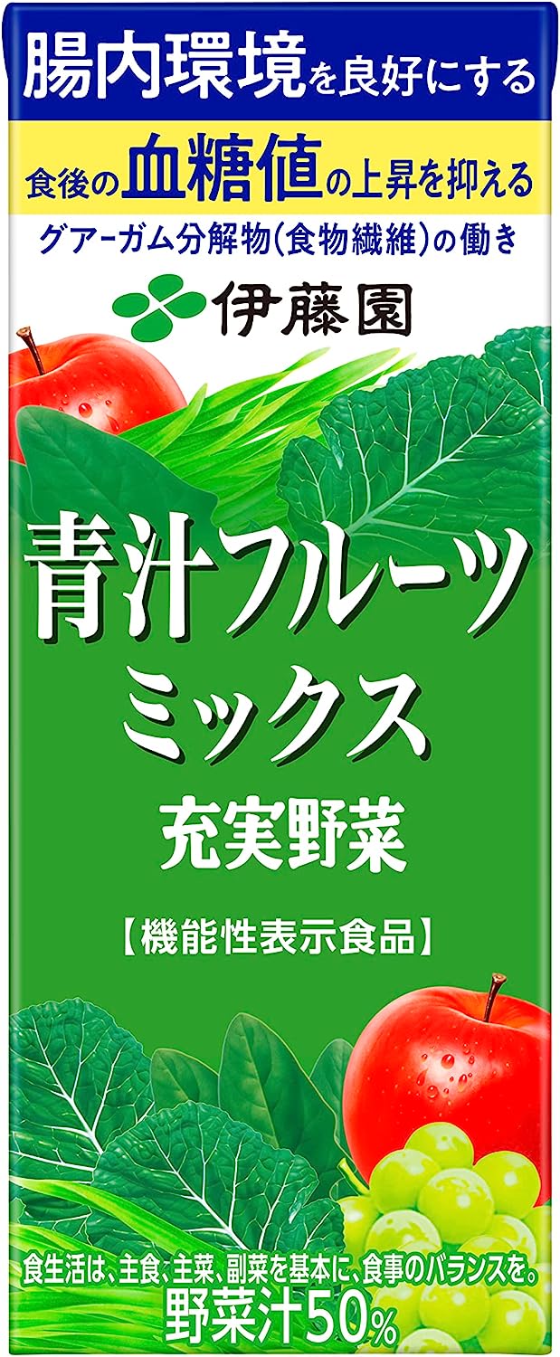 【訳あり】充実野菜 青汁フルーツミックス 200ml×24本 紙パック [機能性表示食品] (賞味期限2024/7/8) 伊藤園