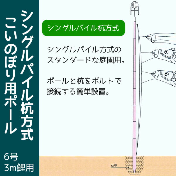 楽天市場 庭園用こいのぼり用ポール シングルパイル杭方式ポール 6号 5 3ｍ 3m鯉のぼり用 Smtb Kd Koi Pl 0 540 Rcp 人形の丸富