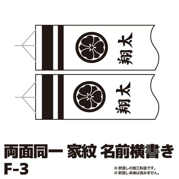 【こいのぼり・家紋入れ・名前入れ チケット】 家紋＋名入れ・両面同一染め F-3 【RCP】※吹流しの加工料金チケットで…