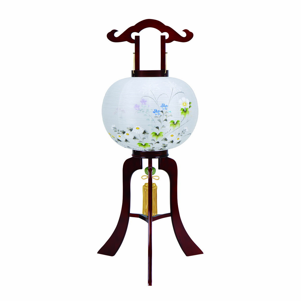 盆提灯 初盆 12号 美奉 絹二重 絵入 玉雲堂 八女提灯 盆ちょうちん 新盆 供養 おしゃれ 行灯 置き型 置き提灯 行灯 大内行灯 行燈