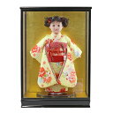 コンパクト 市松人形 松寿作 市松人形 京友禅 シルエット桜 黄 ガラスケース飾り (HB9) 松寿 ICMY-BA26016-37G-C (HB9)おひなさま...