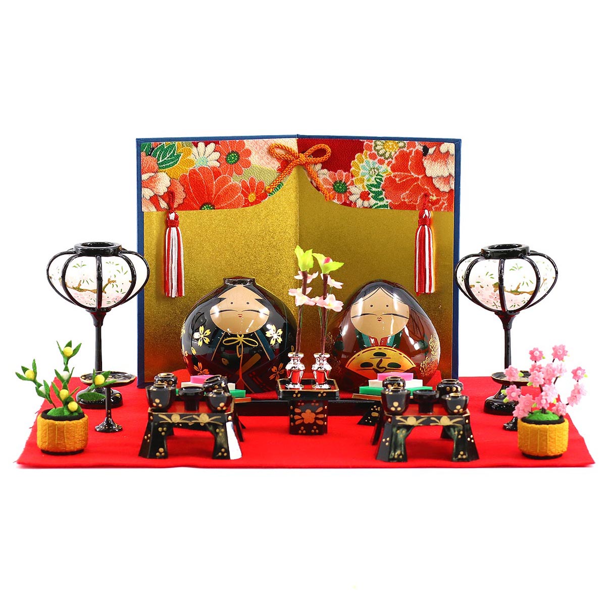 大内人形 セット飾り お道具付き 23号 桐箱入り山口県の伝統工芸品 大内塗 桑原大内塗大内人形製作所 OU-KW-23-DSET結婚祝い 縁起物 記念品 プレゼント お土産 海外 雛人形 ひな人形 親王飾り 桃の節句 重陽の節句 漆塗り うるし塗りのサムネイル