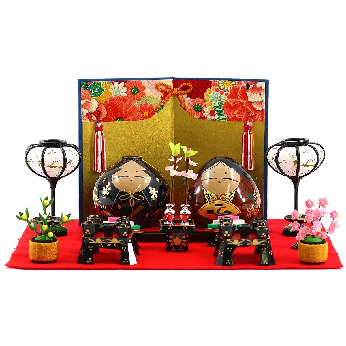 大内人形 セット飾り お道具付き 25号 桐箱入り山口県の伝統工芸品 大内塗 桑原大内塗大内人形製作所 OU-KW-25-DSET結婚祝い 縁起物 記念品 プレゼント お土産 海外 雛人形 ひな人形 親王飾り 桃の節句 重陽の節句 漆塗り うるし塗りのサムネイル