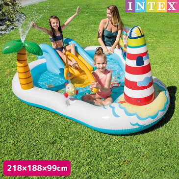 プール フィッシングファンプレイセンター 218×188×99cm 対象年齢：3歳以上 SWM-PL-57162INTEX (インテックス) すべり台 滑り台 大型 家庭用プール 子供用 大人用