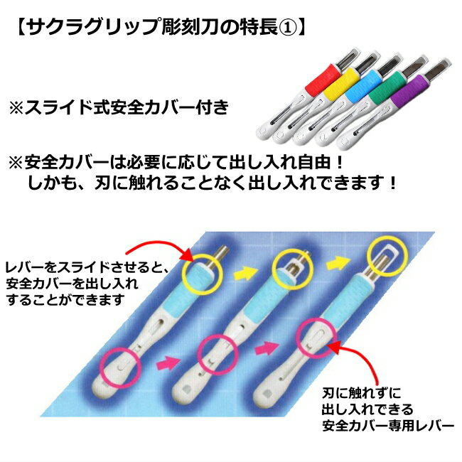 彫刻刀セット 安全カバー付きサクラグリップSA 透明ケース入 右利き用のみ【あす楽】【送料無料】小学生 男の子 女の子