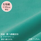 8番 アクアグリーン【国産 貫八綾織 別珍 生地 10cm単位販売】 【アゾ染料不使用　染色中のアゾ化もありませんので衣料にも安心です】手芸/ハンドメイド/カルトナージュ/コスプレ衣装/舞台衣装/ドール衣装/別珍足袋/三味線袋/ポーチ/バッグ/スカート/パンツ