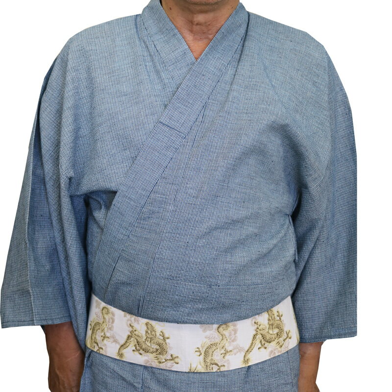 浴衣 メンズ 柄 男性 ゆかた 161-1403 綿 仕立て上がり 簡単な帯　2点セットのゆかた ひんやりとした感触でベタつかず、洗濯機でまる洗いOK！