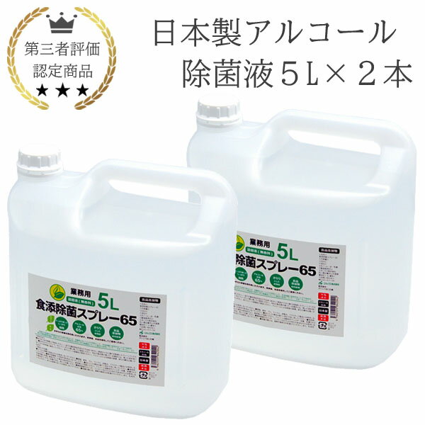 日本製 アルコール 除菌液 5L 2本 業務用 食品添加物 