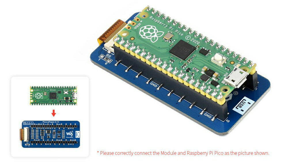 Waveshare Raspberry Pi Pico用2.13インチ電子ペーパーEインクディスプレイモジュール(モノクロ)【WAVESHARE-19406】[ラズベリーパイ ラズパイ ピコ 夏休み 自由研究 自由工作 電子工作 小学生 中学生 高校生] 3