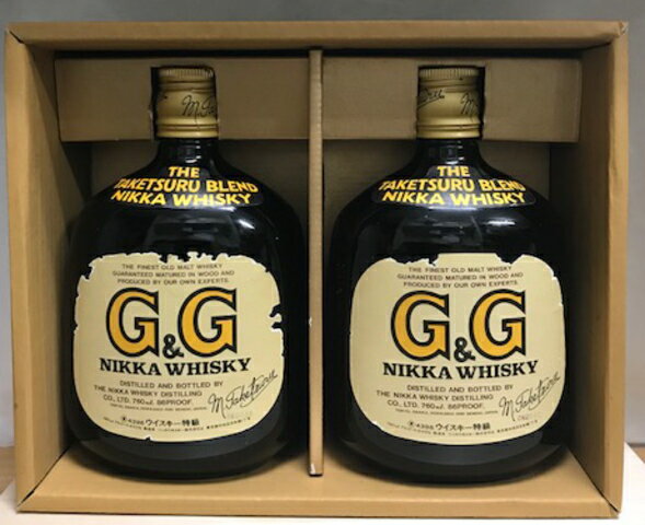 全国送料無料のお買い得！！ G&G 黒びん旧規格 760ml 43%の特級表記の2本入りギフトセット[GG-02]ギフト箱入り