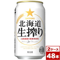 【送料無料】サッポロ　北海道生搾り　350ml缶×48本（2ケース PPバンド固定）　※沖縄県への配送不可