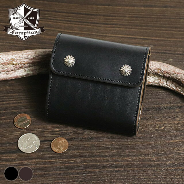 INCEPTION ホースバット トラッカーウォレット コンチョ 折財布 日本製 馬革 インセプション 茶芯 アメカジ ipw-08svc ベジタブルタンニンレ...