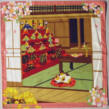 三毛猫みけの夢日記 小ふろしき〔みけとお雛様〕