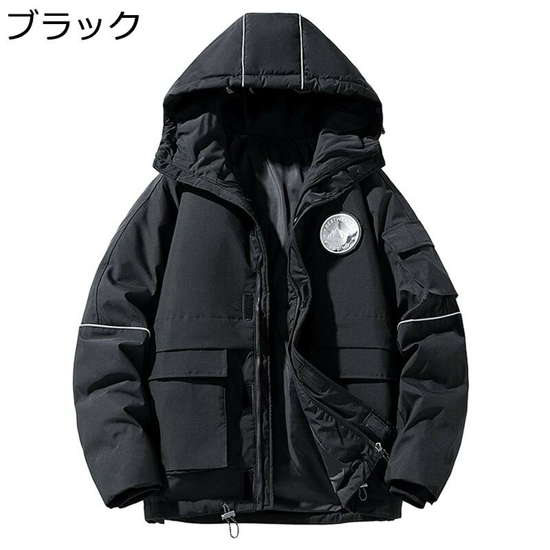 Other - ダウンコート レディース メンズ 冬服 ショートダウンコート ワンポイント ファッション フィット フード付き ポケット付き 防風性 防寒性 ベーシック 秋冬 旅行 お出掛け 普段着 カジュアル