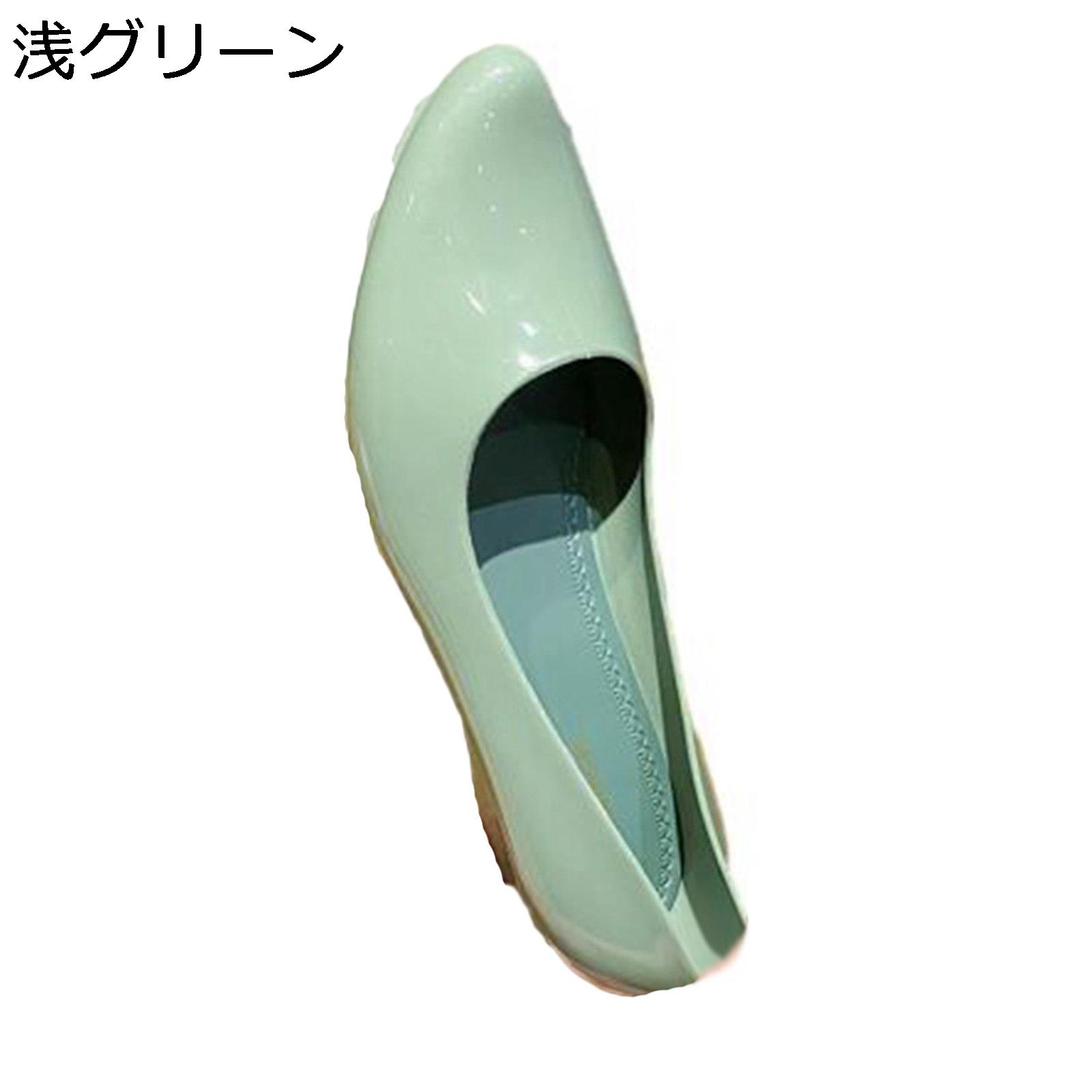 防水シューズ レインシューズ レディース スリッポン ローカット ポインテッドトゥ 完全防水 パンプス 晴れ兼用 バレエシューズ フラット デイリー 雪の日 梅雨 滑り止め 春夏秋 エナメル