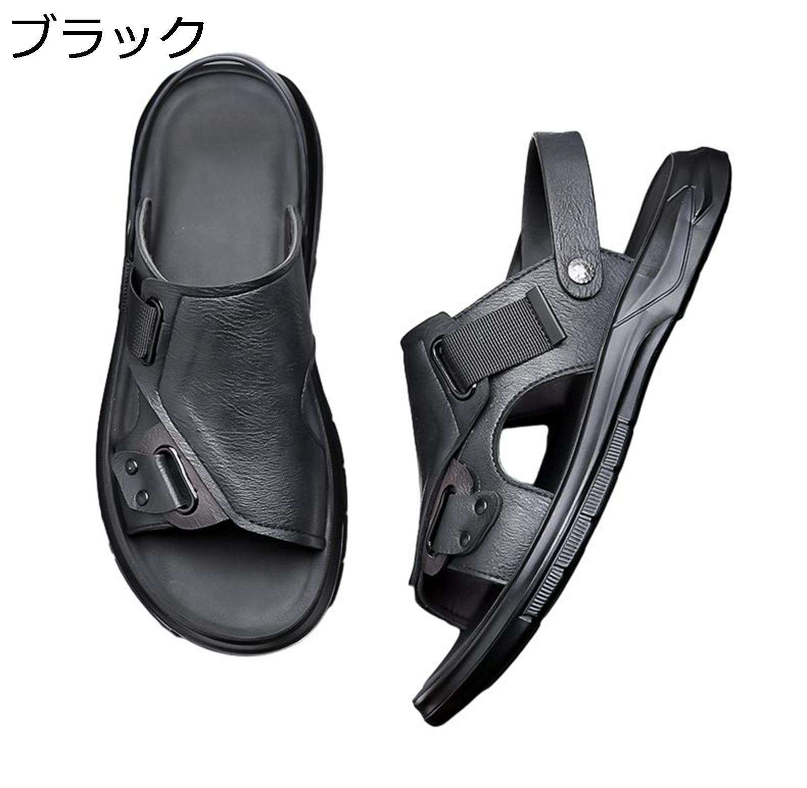 樂天商城 - ビーチサンダル 27cm メンズ スポーツ かかと付き 2way 外履き ドライバーサンダル コンフォート カジュアル オシャレ 滑らない 歩きやすい コルクサンダル 父へ 彼氏 室内履き 会社用 外履き お出かけ ベランダ