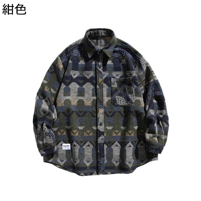 シャツ シャツジャケット エスニック メンズ 上着 ショートコート 日系 レトロ 長袖 折り襟 コンフォート 春 夏 秋 耐洗 職場 通勤 会社 男性用 お洒落 潮流 キレイめ 男女兼用 ユニセックス