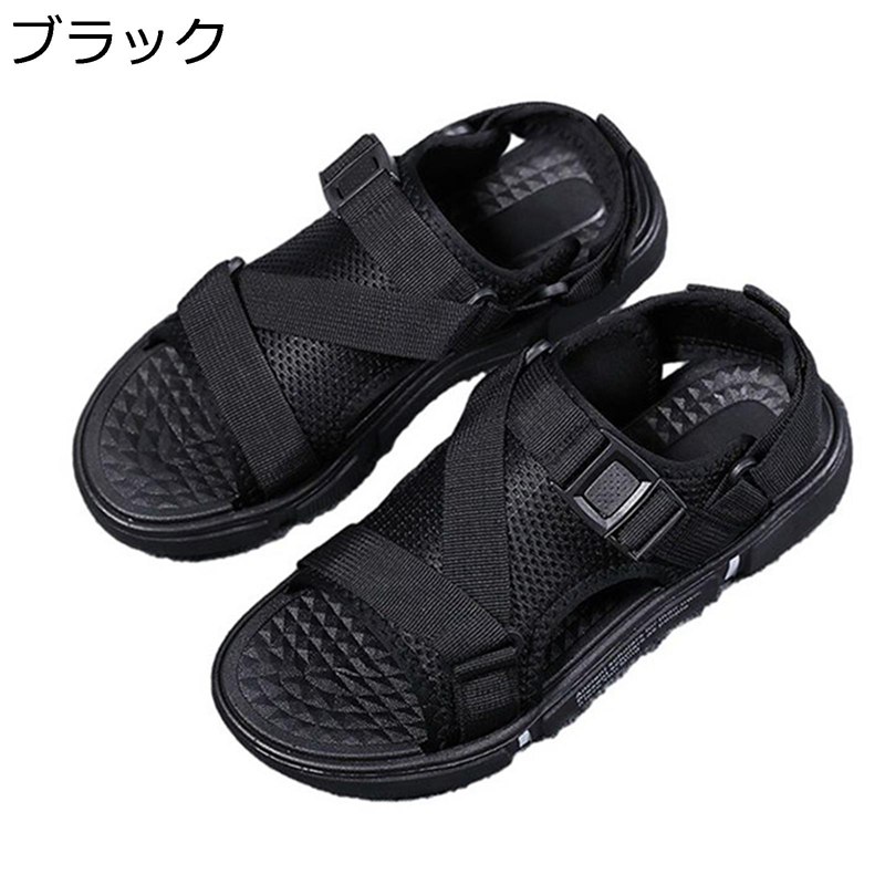 メンズ?メッシュ スポサン?登山サンダル ベルクロ?アウトドアサンダル?バックストラップ さんだる 春夏 直履き可 変形防止?耐久性 涼しい?男性 滑りにくい?排水加工 運動?釣り?ギフト