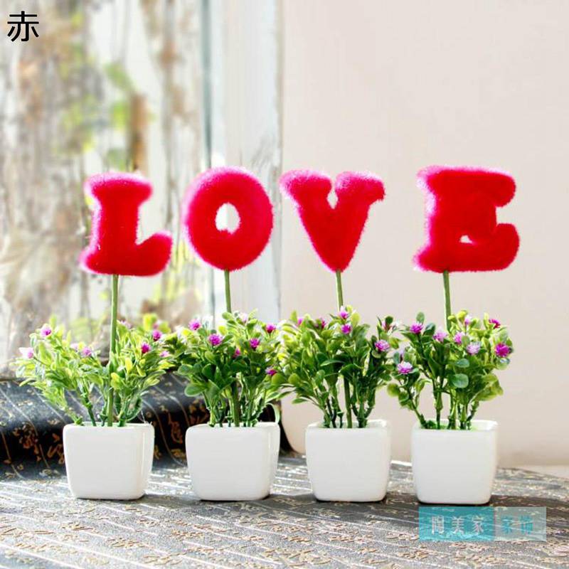 樂天商城 - 造花 枯れない花 LOVE 霞み草 鉢植え 造花 造花インテリア 観葉植物 装飾花 花束リアル 本物そっくり 人工植物装飾 観葉植物 枯れないグリーン おしゃれ モダン 北欧 装飾 宴会 飾り用