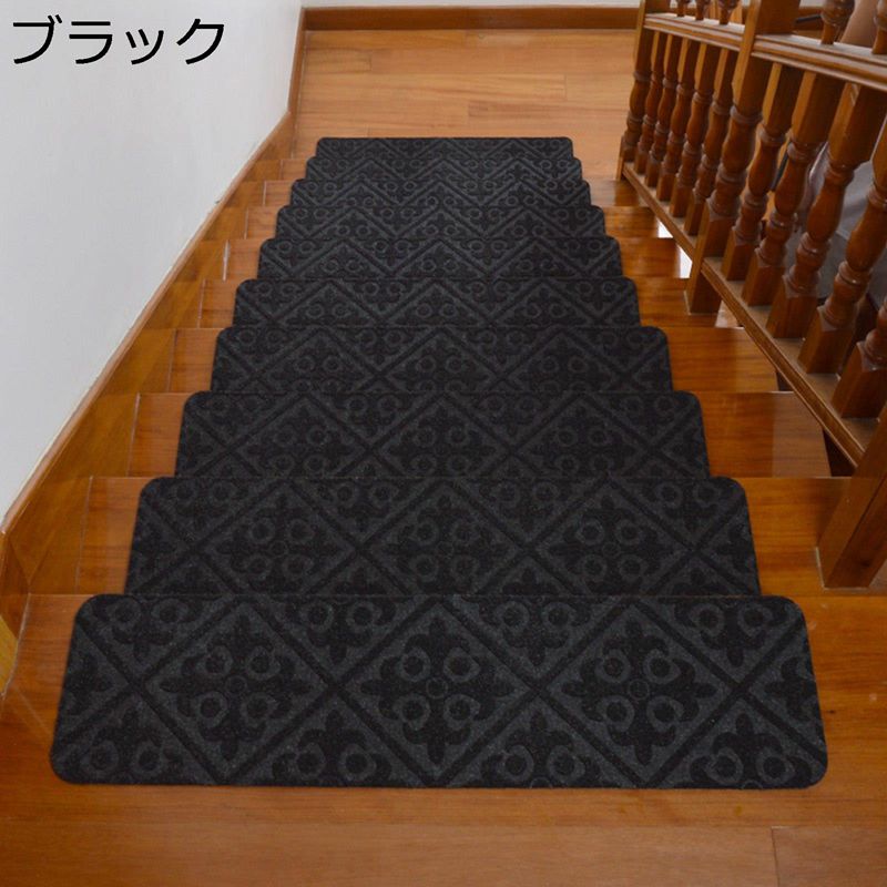 階段マット 20枚 自己粘着式 粘着階段マット ズレない 長方形 起毛タイプ ふかふか 絨毯 すべり止め 屋内 室内 幾何学柄 寝室 水洗える おしゃれ 折り曲げなし 防音 転倒防止 耐摩耗性