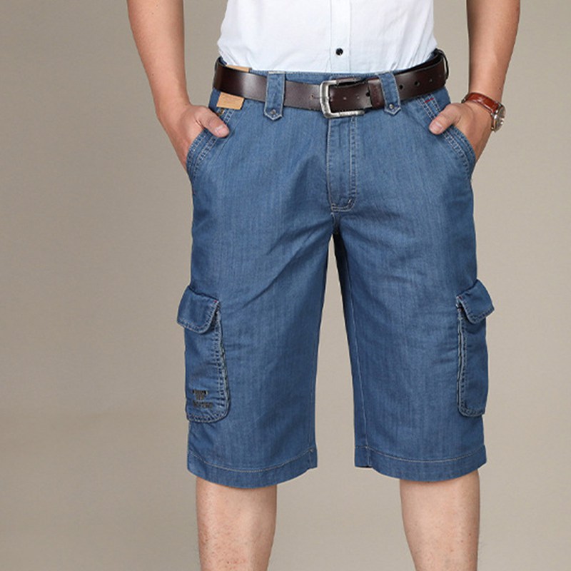 デニムパンツ Gパン クロップドパンツ メンズ マルチポケット ハーフパンツ ジーパ...