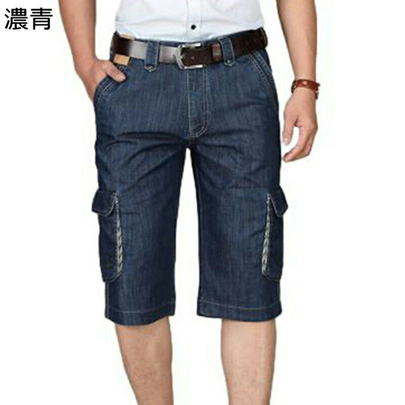 デニムパンツ Gパン クロップドパンツ メンズ マルチポケット ハーフパンツ ジーパ...