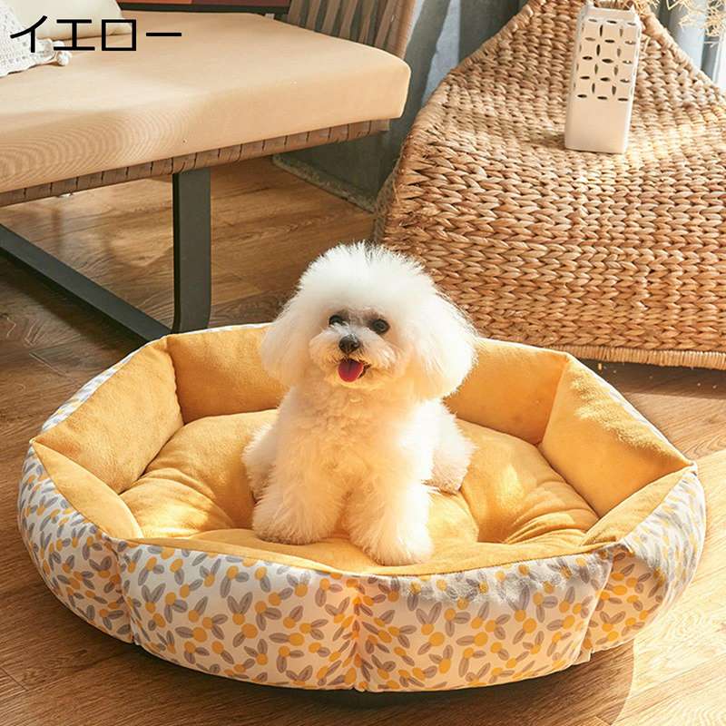 樂天商城 - ペットベッド 円形 ペットクッション 柔らかい ござ 花柄 クール 犬用ベッド 夏用 ペットソファー 滑りにくい裏生地 猫用ベッド 室内用 お手入れ簡単 耐え噛み ぐっすり眠れる ペットハウス
