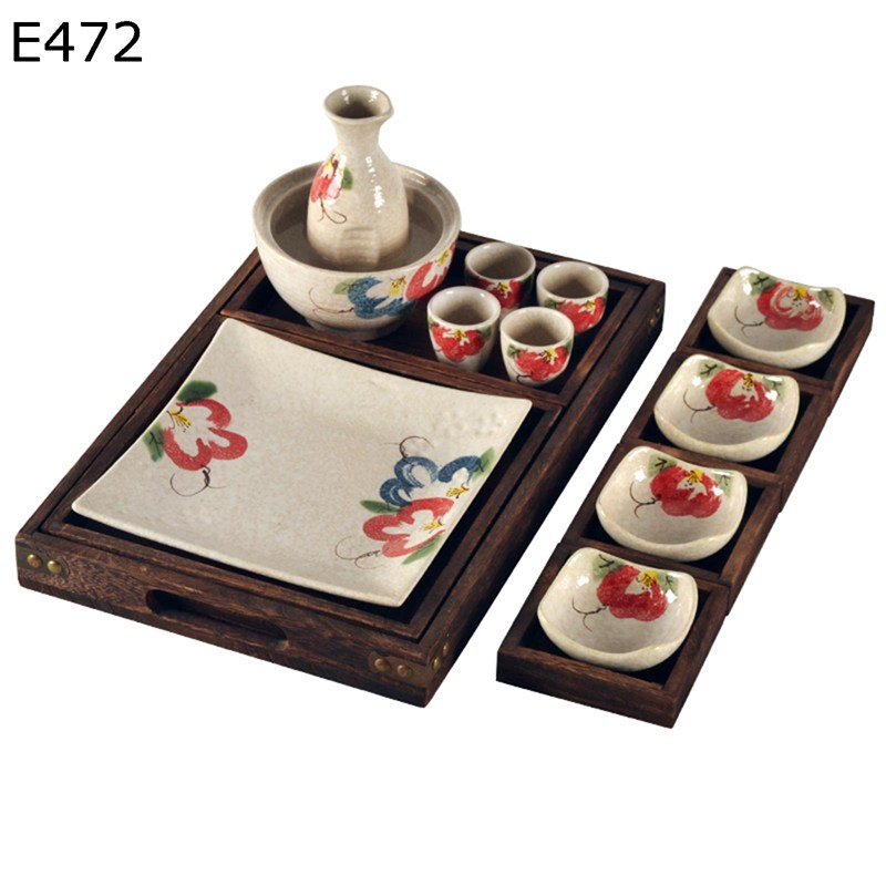 酒器セット 日式 和風 伝統的な陶器酒酒器セット 陶器 徳利 とっくり おちょこ ぐい呑み トレイ おつまみ皿 和酒徳利セット 日本酒 ボトル お猪口 温酒用 和食器 晩酌 花見 宴会 家庭用 居酒屋 来客