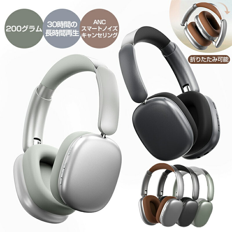 ヘッドホン bluetooth ヘッドホン ワイヤレスヘッドホン Bluetooth5.4 有線 無線両用 ヘッドフォン マイク付き 最大30時間連続再生 オーバーイヤーヘッドホン ANC HIFI音質 遅延なし 多機種対応 ハンズフリー通話 密閉型 音漏れ防止 軽量 折り畳み可能 内蔵マイクのサムネイル
