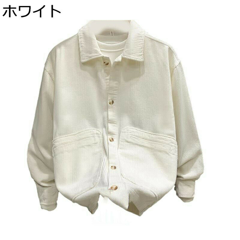 樂天商城 - メンズ シャツ 長袖 ボタンダウン ポケット コーデュロイ生地 折り襟 柔らかい ゆったり 開襟シャツ 無地 かっこいい トップス ビジネス 春秋服 カジュアル アウター 紳士 通勤 通学 普段着