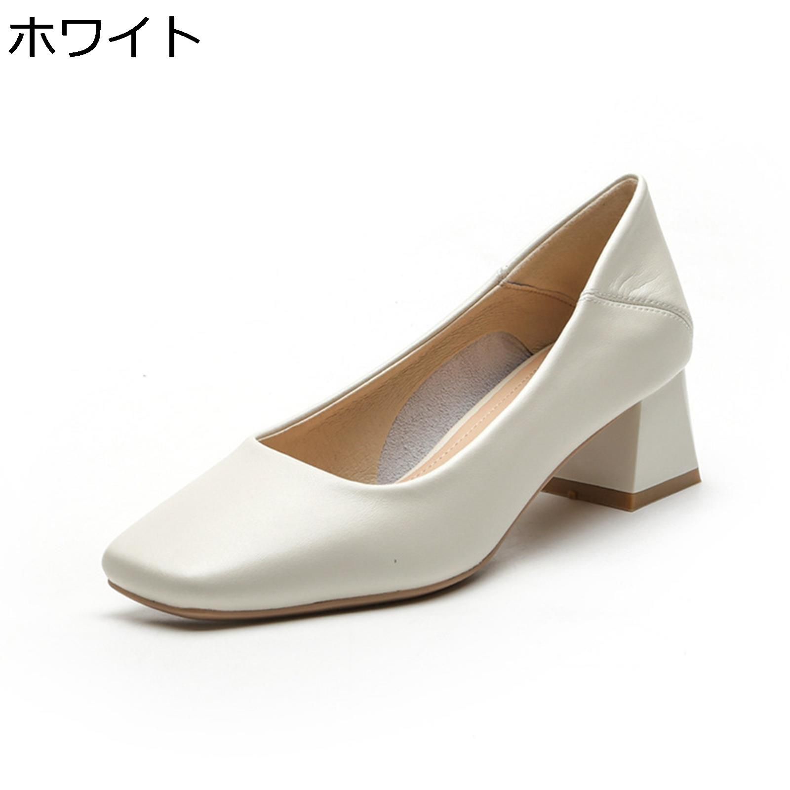 ハイヒールパンプス レディース パンプス スクエアトゥ 本革 5cm太ヒール 美脚 お洒落 素足 通気 防滑性 カジュアル パーティー キャバ嬢 OL 女性 冠婚葬祭 通勤通学 婦人靴