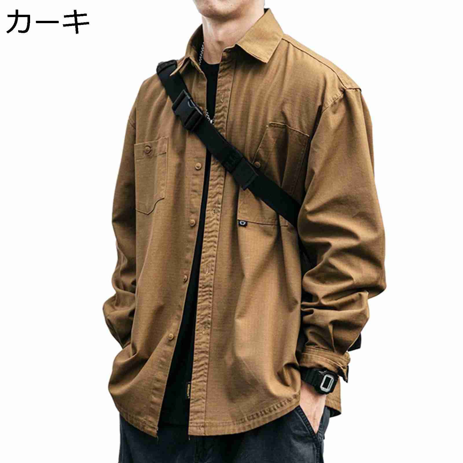 樂天商城 - 長袖シャツ メンズ 開襟 ボタンダウンシャツ ワークシャツ 胸ポケット シャツジャケット カジュアルシャツ 通気性 ヴィンテージ 折り襟シャツ 春秋 ゆったり カジュアル 普段使い 通勤 コート