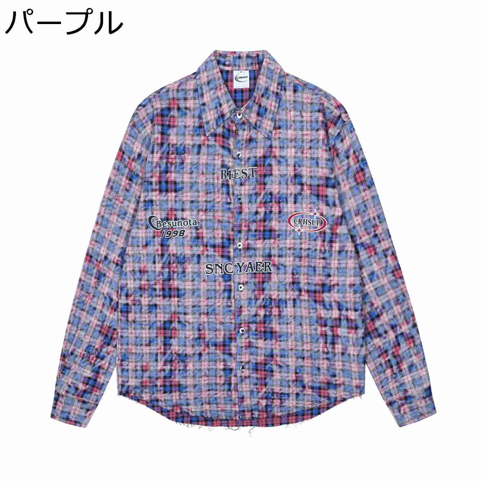 樂天商城 - 長袖シャツ メンズ チェックシャツ ダメージ加工 ボタンダウン カジュアルシャツ プリント ゆったり 総柄 カジュアルシャツジャケット キャンプ アウトドア 着心地良い 春着 秋服 トップス