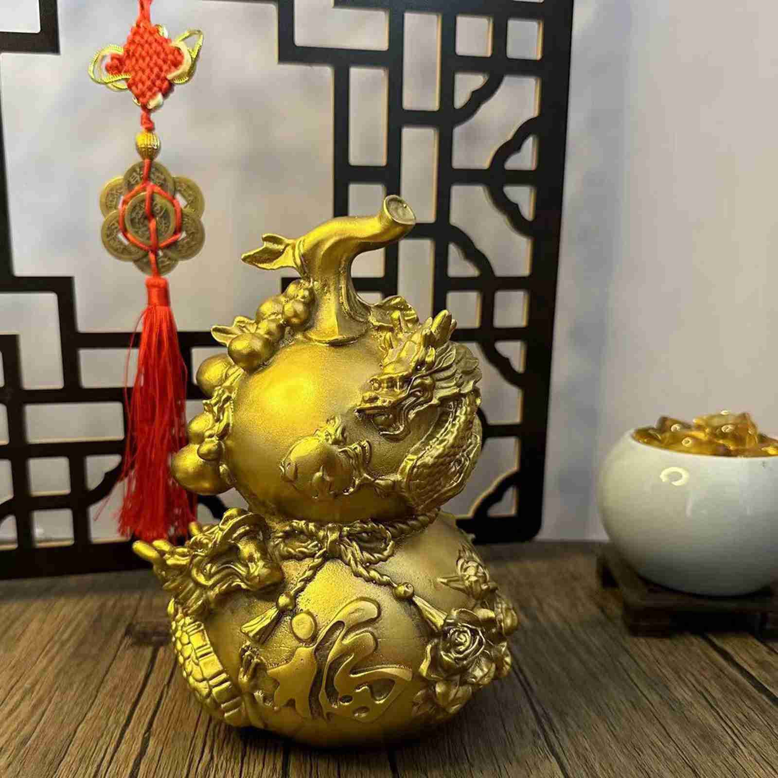 風水 龍 ナチュラル 瓢箪 ゴールド ひょうたん 銅製 本物のひょうたん 福運 縁起物...