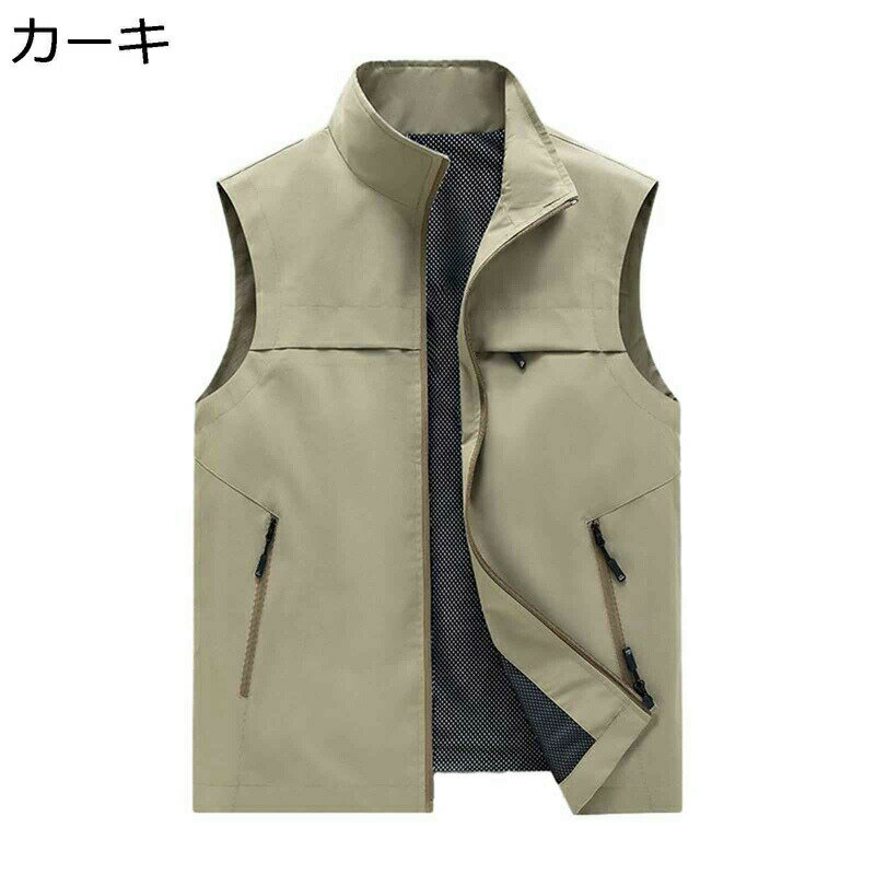 樂天商城 - アウトドアベスト メンズベスト ジレ チョッキ ポケット 収納便利 通気 速乾 軽量 レイヤード ノースリーブアウター 無地 大きいサイズ アウトドア 活動 ワークベスト 多機能 お釣り 撮影 春夏秋